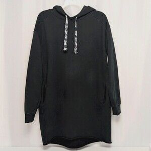 UGG Women's Lucille Inside Fleece Hoodie Sweatshirt Dress Size L Black Raw Hem